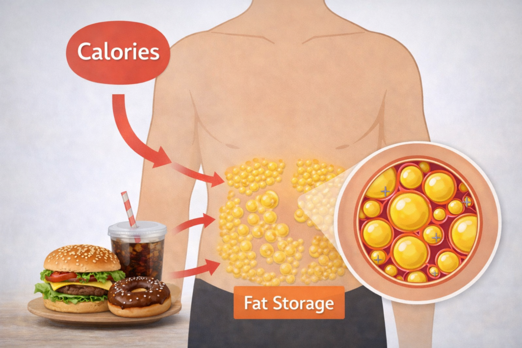 how calories cause weight gain